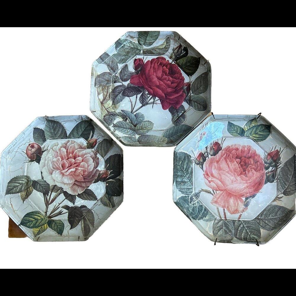 Katherine’s Collection Set Of 3 Decorative Floral Plates (Rare) Thailand 7” Oct